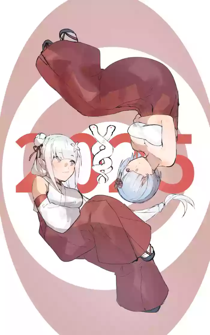 [Angel] Subaru x Emilia and Rem New Year 2025 (Re:Zero kara Hajimeru Isekai Seikatsu) cover