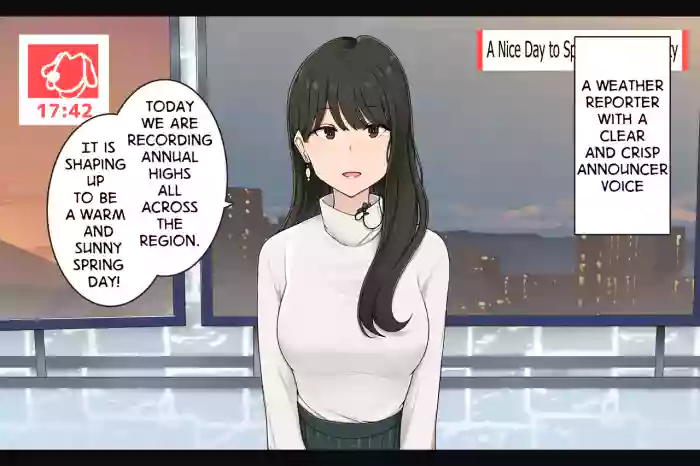 [Wakamatsu] Shigoto de wa Meiryou de Kirei na Hassei dakedo Sex-chuu wa Torotoro Katsuzetsu de Amaikoe Dashichau Otenki Onee-san | A Weather Reporter With a Clear Announcer Voice that Melts During Sex [English] cover