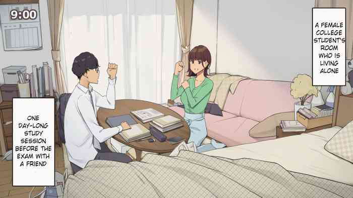 [Wakamatsu] Hitorigurashi no Joshidaisei no Oheya, Tomodachi to Ichinichi Shuuchuu shite Benkyoukai shiyou to Kimeta Hi | Preparing for exam with my friend [English] cover
